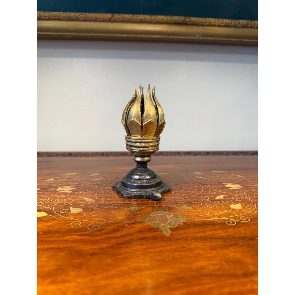 Vintage Brass Lotus‎ Candle or Incense Holder • Expanding Flower Design